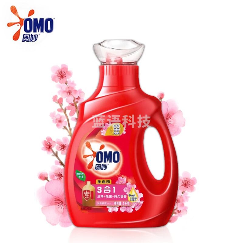 奥妙(OMO)含金纺馨香精华深层洁净洗衣液1kg*12瓶整箱装