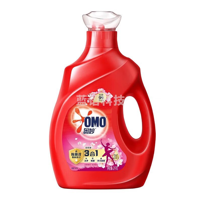 奥妙(OMO)全自动樱花味洗衣液2kg*6瓶整箱装 持久留香 含金纺浓缩天然酵素