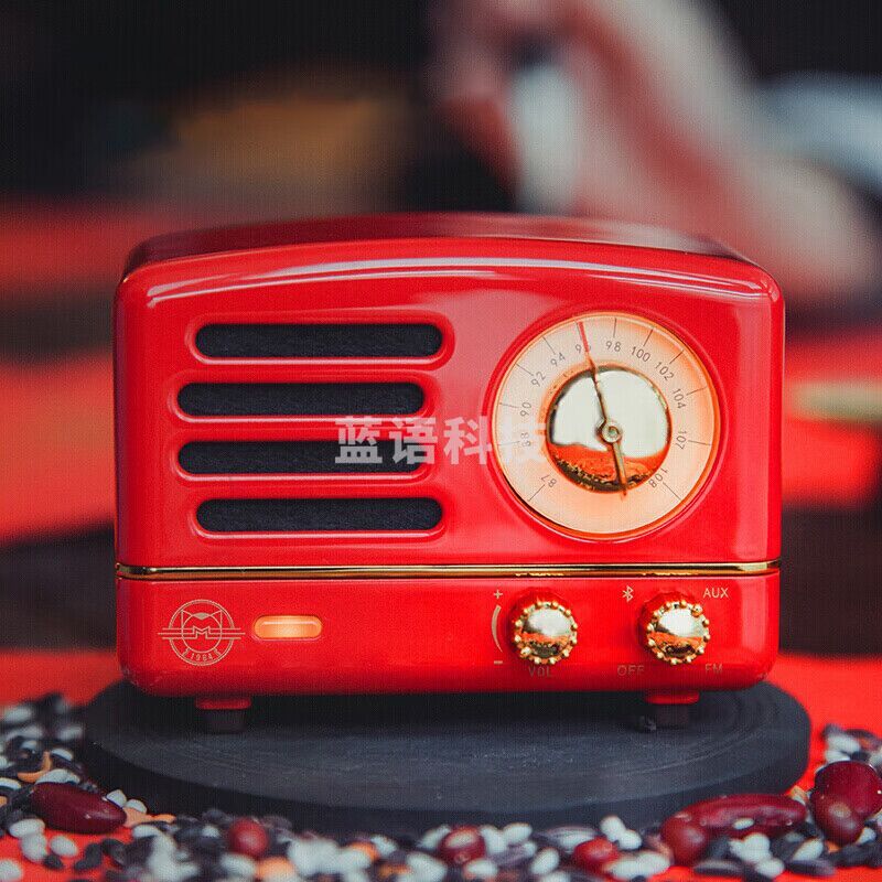 猫王收音机MW-2A猫王音响猫王小王子OTR无线便携式蓝牙音箱可爱复古小音响收音机 嬉皮红