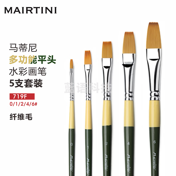 马蒂尼（Mairtini）面部彩绘专用笔 人体脸部水彩笔 尼龙平头纤维毛可水洗5支套装 719F-005