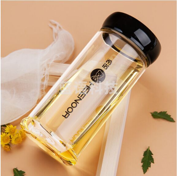 希诺XN-6008 460ML单层玻璃杯 耐热加厚大容量男女士高档车载泡茶杯带盖水杯子