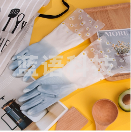 墨斗鱼 家务手套女薄款家用洗衣刷碗防水防油耐用厨房洗菜洗碗刷锅做饭清洁橡胶手套打扫卫生仙女粉均码6331