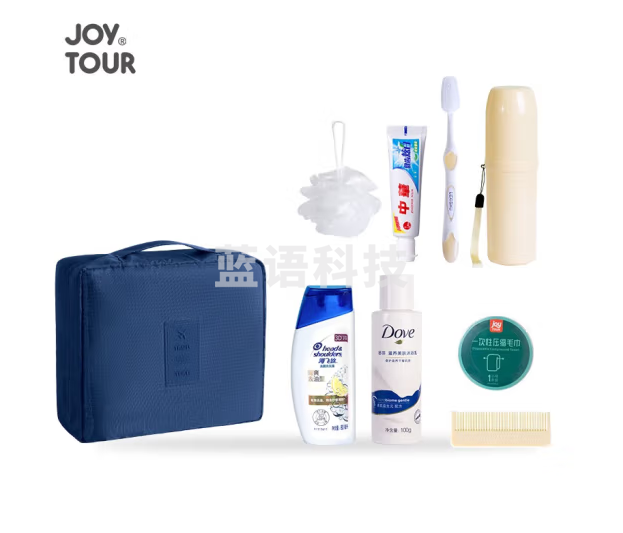 佳途（JOYTOUR） 旅行套装 洗漱套装出差洗发沐浴旅游用品毛巾牙刷杯酒店收纳包 B8藏青洗漱套装9件套