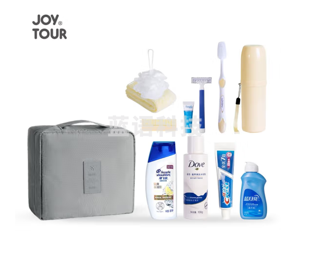 佳途（JOYTOUR） 旅行套装 洗漱套装出差洗发沐浴旅游用品毛巾牙刷杯酒店收纳包 B14灰色洗漱套装11件套