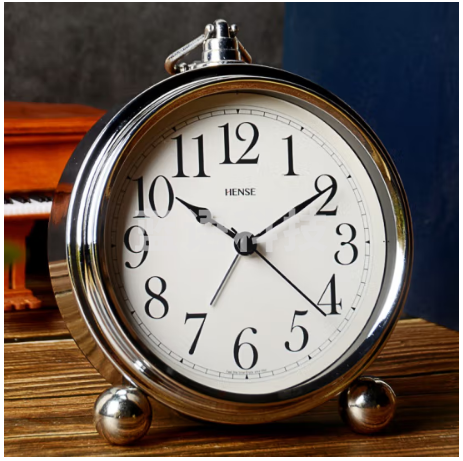 汉时(Hense)创意古典闹钟时尚床头钟卧室家用时钟儿童学生闹表个性石英钟表HA75电镀阿拉伯