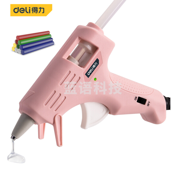 得力DL390022 儿童款20W热胶枪热熔胶枪固定式支架 粉色