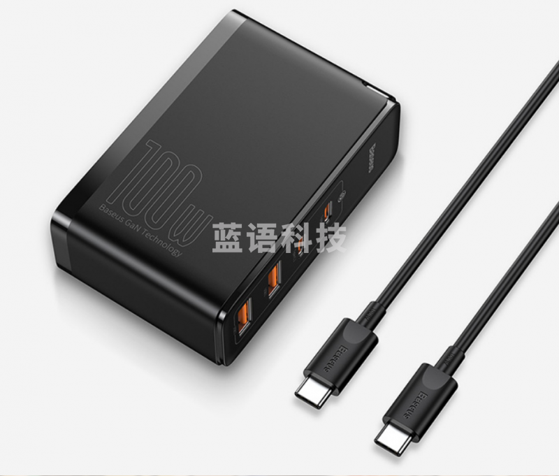 倍思 100W氮化镓充电器套装 兼容PD65W四口快充 适用苹果iPhone14/13华为手机Macbook联想笔记本电脑 CCGAN100UE黑