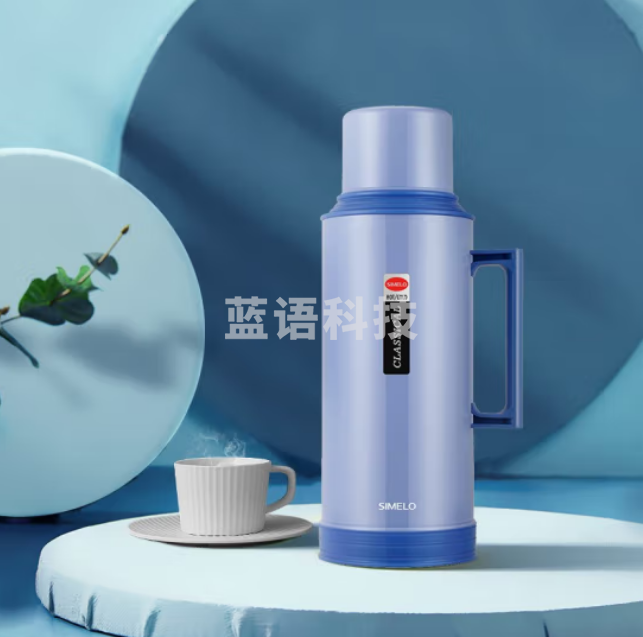 SIMELO施美乐印象京都明月保温瓶玻璃内胆热水壶宿舍热水瓶2L蓝色
