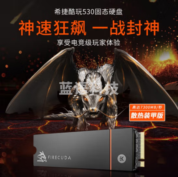 希捷(Seagate) 4TB SSD固态硬盘 M.2 带散热器 NVMe PCIe4.0x4 希捷酷玩530 游戏 高速 大容量 FireCuda  ZP4000GM30023/ZP4000GM3A023