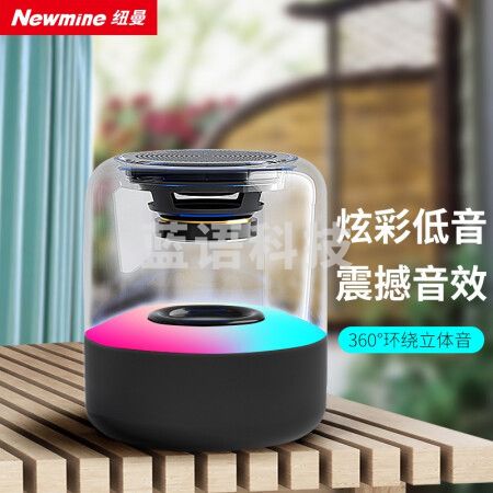 纽曼（Newmine）BT73 蓝牙音箱 桌面音响迷你便携式低音炮家用户外全屏炫彩发光无线小音响高音质微信收款U盘音乐播放器 经典黑