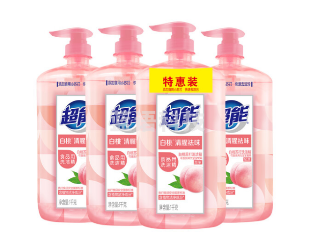 超能 洗洁精 白桃苏打1kg*4瓶套装
