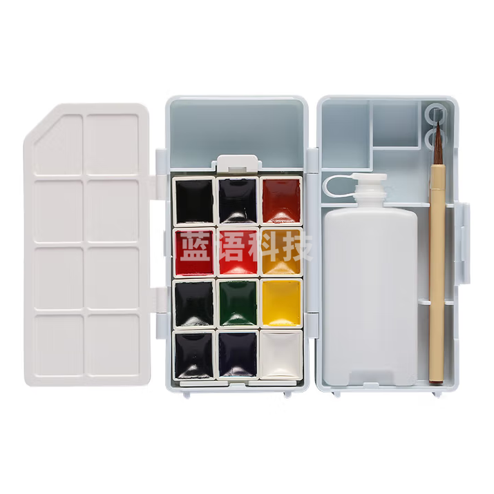 吴竹（KURETAKE）透明水彩固体颜料专业美术炫彩固体水彩颜料初学者学生用水墨画古风墨彩工笔画12色 KG301-13