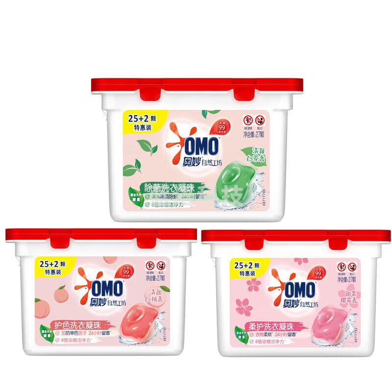 奥妙(OMO)自然工坊洗衣凝珠 樱花柔护216g*2盒