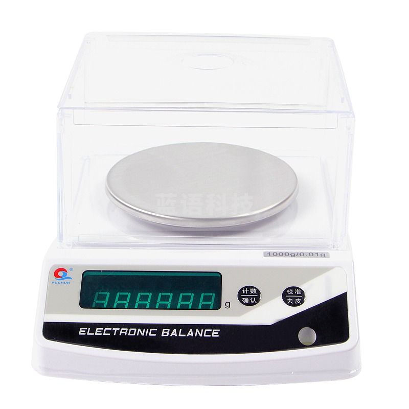 PUCHUN高精度电子天平秤0.001g珠宝称0.01精准0.1克秤精密电子称克拉称浦春实验室JE型 圆盘500g/0.01g