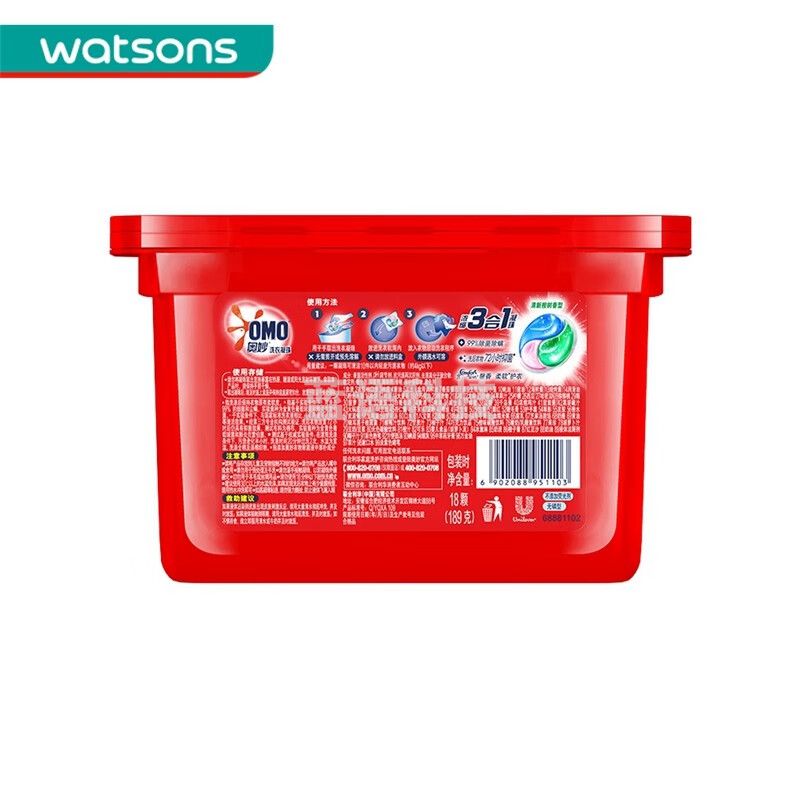 奥妙(OMO)三合一清新桉树洗衣凝珠18颗189G