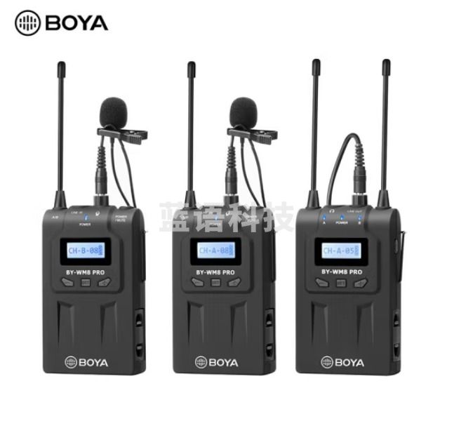 博雅BY-WM8 PRO-K2 一拖二领夹式无线麦克风 相机无线小蜜蜂 手机拍摄采访专业收录音无线话筒