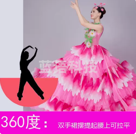 新款花开盛世舞蹈表演服装歌伴长裙舞台装开场舞大摆裙演出服