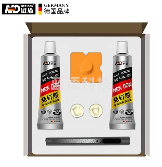 纽盾免钉胶强力胶免打孔胶粘瓷砖踢脚线挂钩橱柜镜子防水玻璃胶云石胶 60g