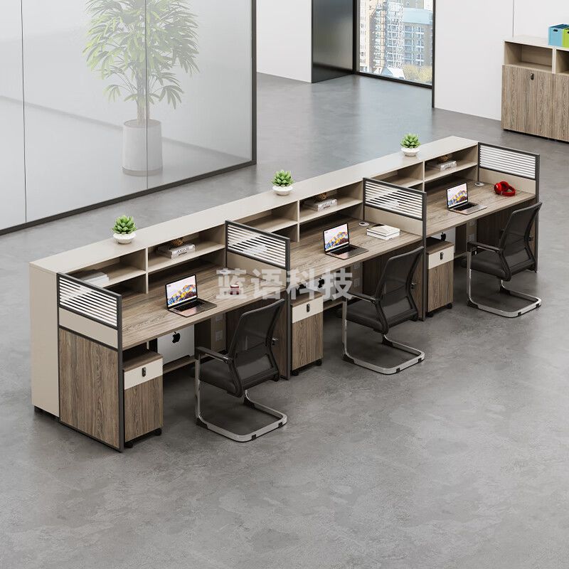 美轩戈职员办公桌组合屏风卡座带柜员工位电脑桌一字型 MXG-6339 三人 含柜