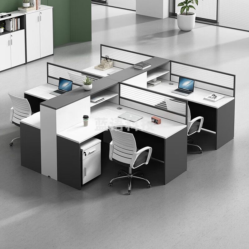 美轩戈职员办公桌子 工位屏风隔断办公桌椅组合简约现代办公室卡座 干型 六人位含柜 MXG/412