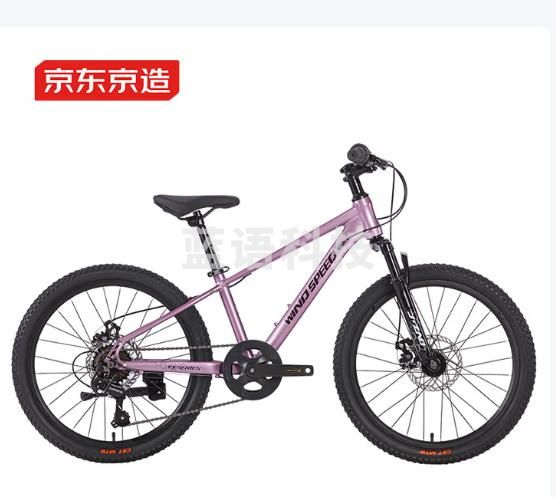 京东京造22英寸青少年儿童自行车 学生山地车7速禧玛诺碟刹生日礼物霞光紫