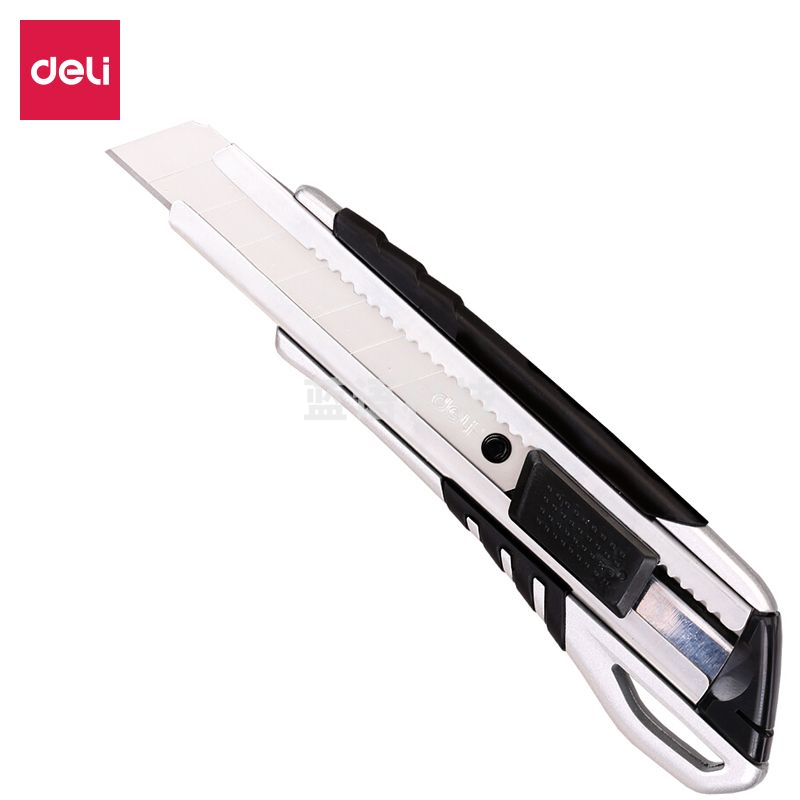 得力/deli 2057锌合金刀身自锁美工刀 银色 (单位：把)