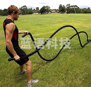 战绳 健身绳子臂力绳体能训练绳 黑黄色 12米50mm