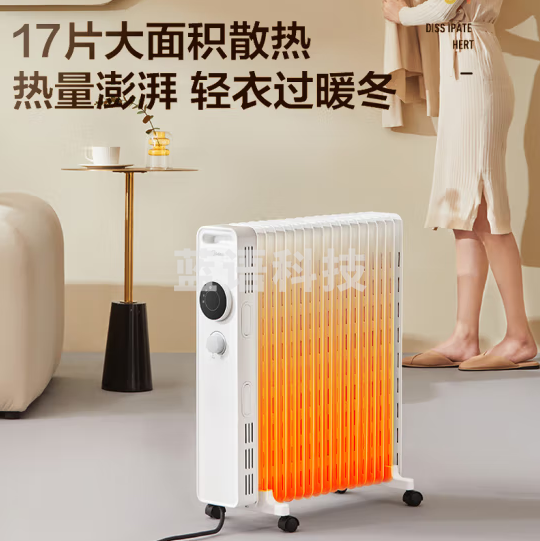 美的（Midea）HYW30MP 电暖器 电暖气片 加湿烘衣 加宽17片大面积劲暖节能电热油汀取暖器