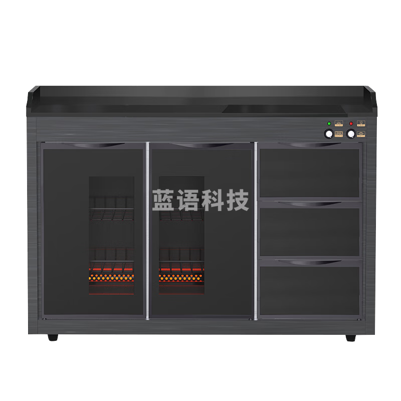 喜莱盛商用茶水消毒柜碗柜保洁柜 餐饮火锅店消毒碗柜抽屉三门配餐柜大理石台面ZTP360-X130