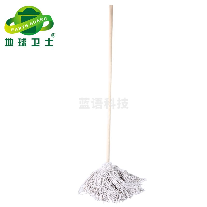 地球卫士  棉线拖把传统老式墩布拖布 工厂物业吸水圆头木杆拖把 白色【10把装】