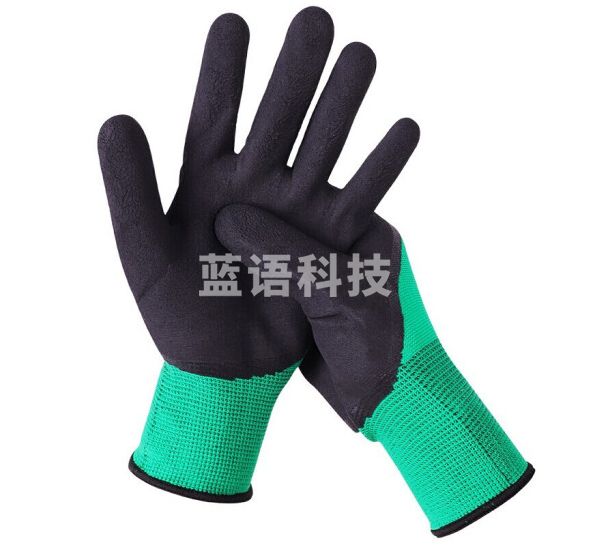 援邦 劳保手套 浸胶皱纹手套 乳胶 抗油 发泡手套