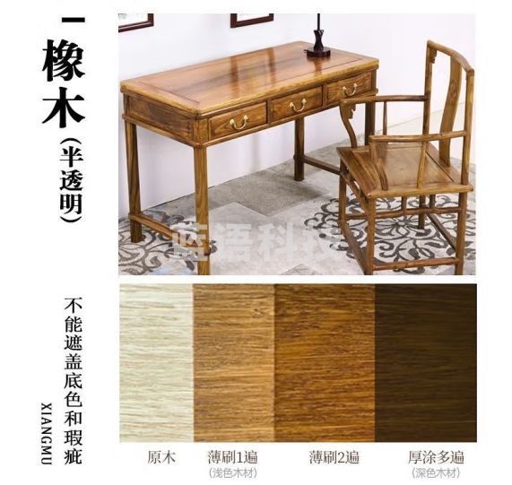 三青 水性木器漆 木纹漆 实木门窗家具翻新改色漆仿古做旧木头水性漆防水环保净味油漆涂料 橡木色（半透明）带工具 1kg