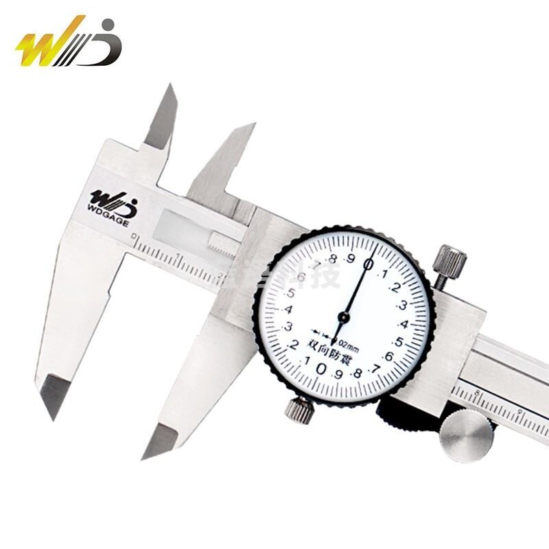 韦度（WD）带表卡尺闭式不锈钢游标卡尺高精度表式卡尺表盘防震 0-200/0.02