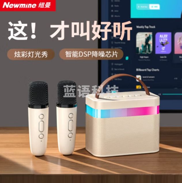 纽曼（Newmine）DP99无线蓝牙音箱家庭ktv音响套装户外大音量广场舞小型家用k歌手提便携式带炫彩灯光 双麦版