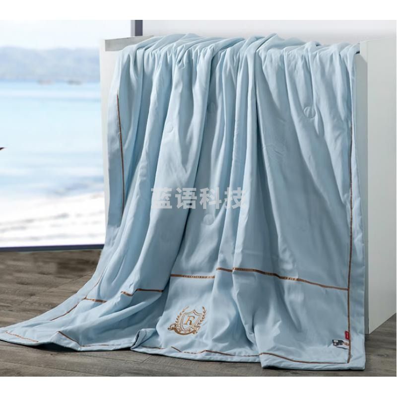 空调被【天蓝 150*200cm】夏凉被可水洗 刺绣亲肤夏被单人被子薄被芯
