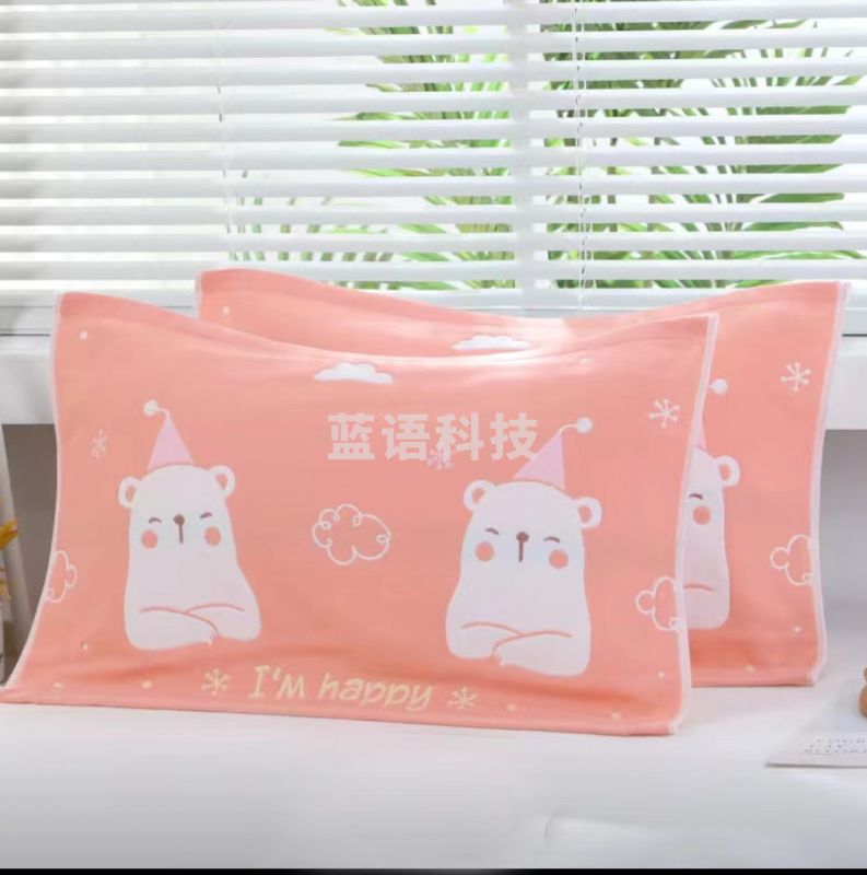 纯棉儿童枕巾幼儿园枕巾可爱卡通枕头巾四层加厚纱布枕巾柔软吸汗35*55