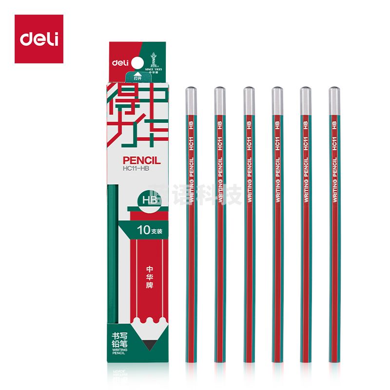 得力HC11-HB六角杆中华联名书写铅笔HB(混)(10支/盒)