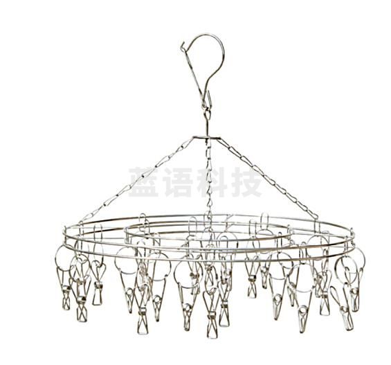 四万公里 晾衣架 圆形不锈钢实心多功能衣挂架 20夹