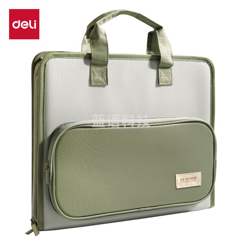 得力PM339趣存系列布质7格横式风琴包(绿)(个)