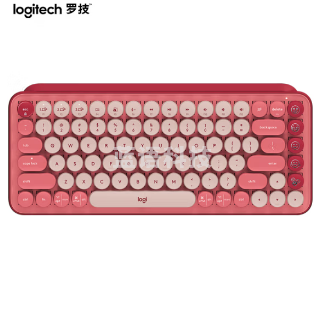 罗技POP KEYS 泡泡无线机械蓝牙键盘 85键TTC轴 自定义表情包按键-电幻粉