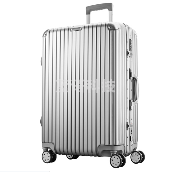 瑞动 铝框拉杆箱24英寸密码锁旅行箱静音 奢华银