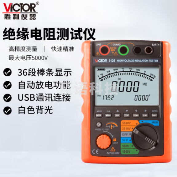 胜利仪器（VICTOR）数字绝缘电阻测试仪 兆欧表 高压兆欧表5000V VC3125