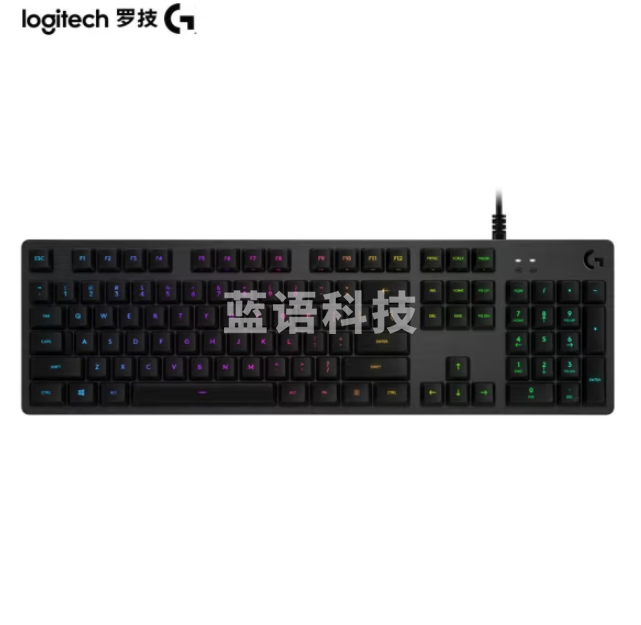 罗技（G）G512机械键盘 有线 全尺寸104键 铝合金面板 RGB背光键盘 T轴 类茶轴