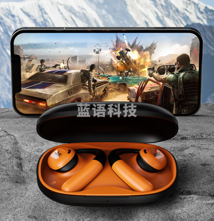 Jeep吉普 蓝牙耳机挂耳式 开放式真无线不入耳运动跑步通话降噪骨传导概念定向传音 JP EC001黑橙色