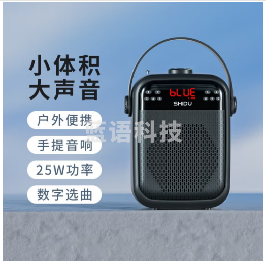 十度(ShiDu) 黑金刚H6无线蓝牙户外手提大功率广场舞小K歌音响教师教学导游讲解扩音器 数字按键经典黑 无线头戴版