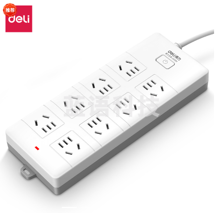 得力18170-05插座_8组_5米_PVC袋装(白) 2只/组