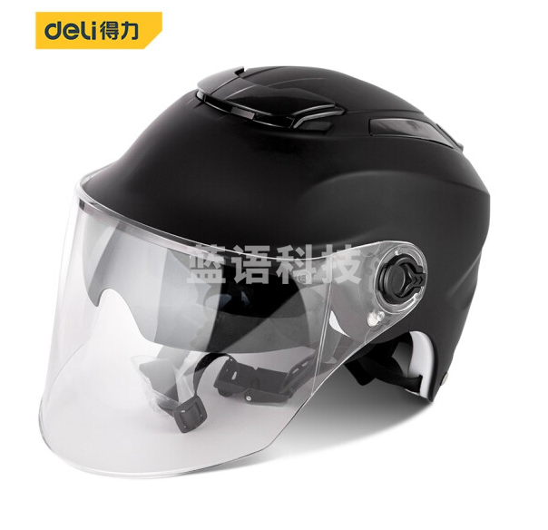 得力DL885001 电动车头盔男女冬季电瓶车机车安全帽四季通用 半盔哑光黑 均码54-61cm