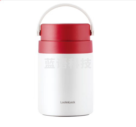 乐扣乐扣 LOCK&LOCK 700ml 红色  LHC8042RED 304不锈钢便携式手提保温桶 保温饭盒带餐具
