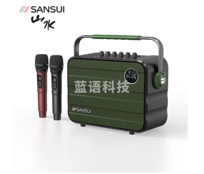 山水（SANSUI）U13无线蓝牙音箱便携式迷你音响车载音乐低音炮乐器扩音器手提家庭卡拉OK低音炮双话筒 绿色