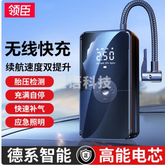 领臣（LINGCHEN）充气泵车载打气泵电动车轮胎补气自行车打气筒家用汽车智能测胎压
